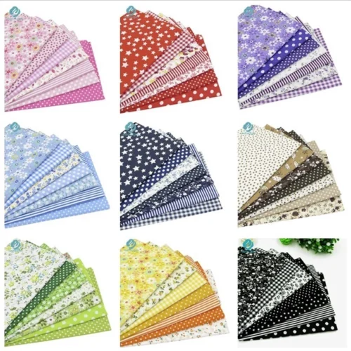 7pcs lot 25cmx25cm Squares Printed Cotton Fabric Kain Diy Cloth Patchwork fabric