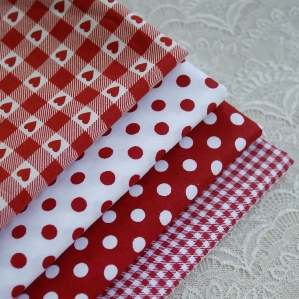 Cotton Twill Fabric   160cm Wide with Red Polka Dot Checkered Design   Ideal for Clothing   Home Decor