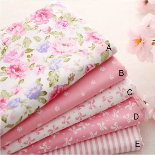 Pink 100  Cotton Fabric Kain Diy Cloth Sewing Craft Kain Cantik