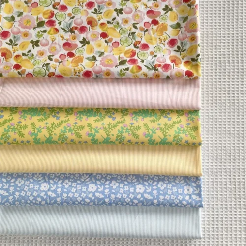 Cotton Twill Fabric 60    Pastoral Floral Fruit Ptripes Design Clothing Dresses Cloth  Kain Cotton Bidang 60