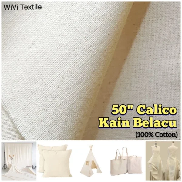 50  Calico    Kain Belacu   Muslin   Kain Bengkung   1 m