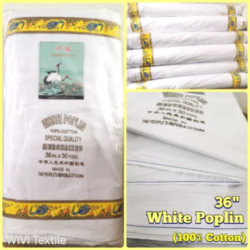 36  White Poplin   100  Cotton     30yds pc