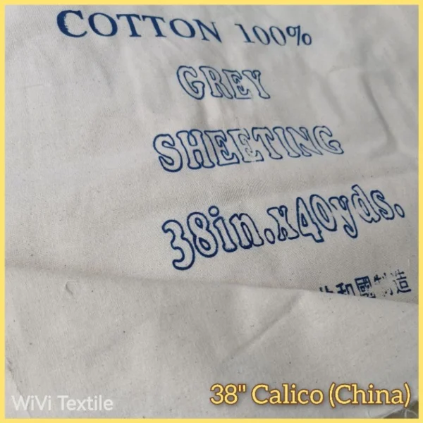 Calico 38    Kain Belacu 38    Grey Sheeting   Cotton Fabric   Muslin   40yds pc