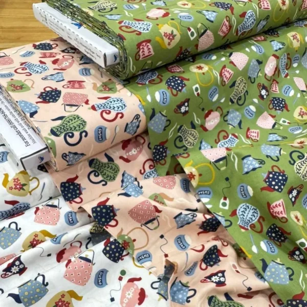 100  Cotton Fabric Mary Popp Fat Quarter Riley Blake Tea Cups Patchwork Quilting DIY Craft
